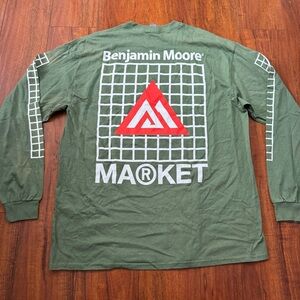 MARKET X BENJAMIN MOORE OLIVE GREEN LONG SLEEVE T-SHIRT SZ XL EXTRA LARGE